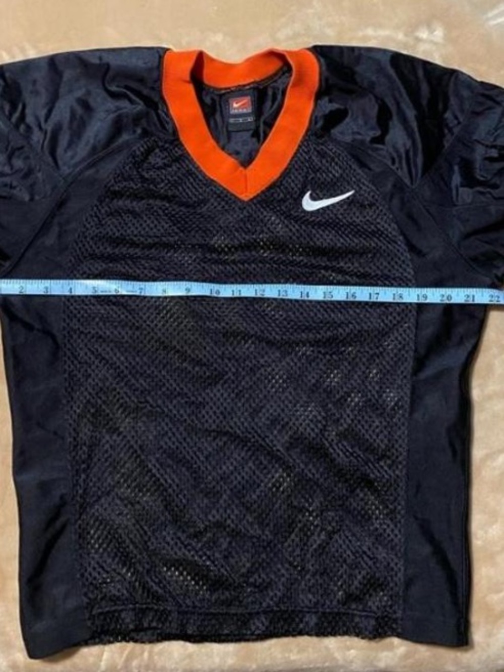 Nike Black Mesh Short-Sleeve Jersey with Orange V-Neck